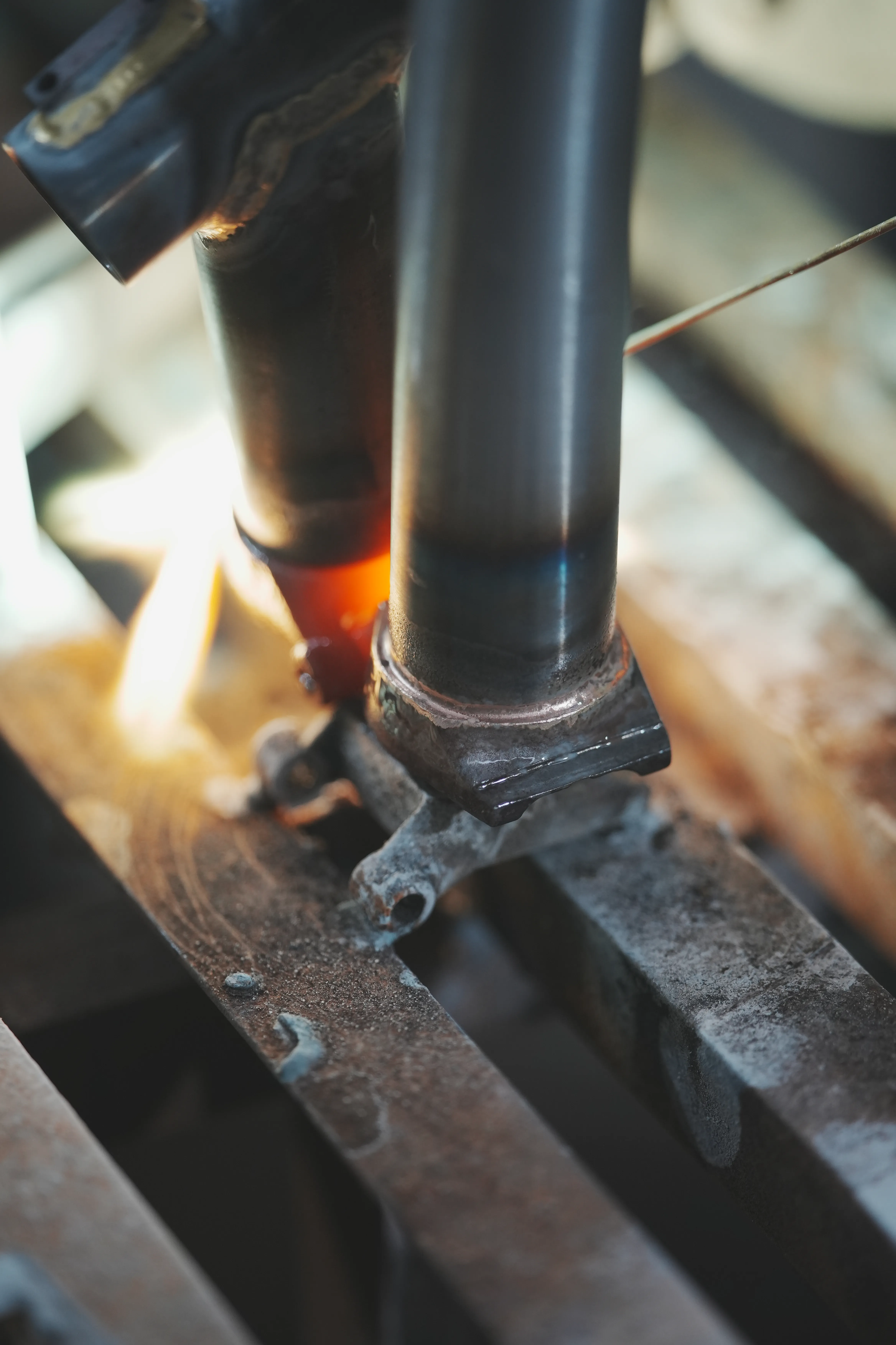 Brass-brazing close-up at the ACEOFFIX folding-bike workshop